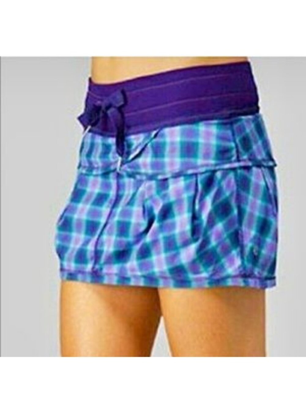 Rare Lululemon Run: Personal Best Skirt Skort Purple Teal Plaid  OASIS